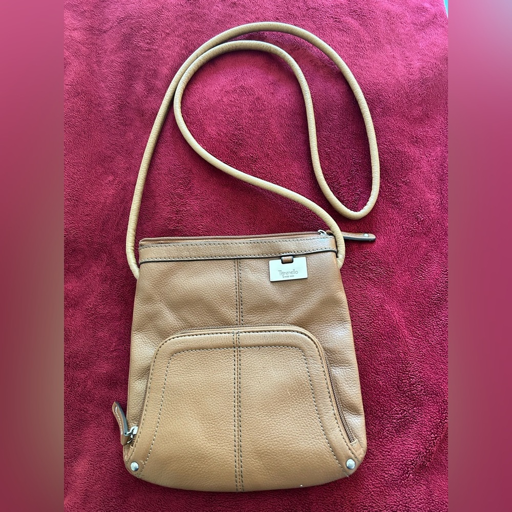 Rosetti Tan Crossbody Bag with Adjustable Strap and Silver Hardware